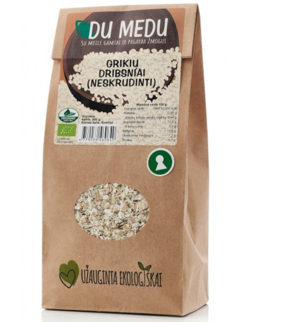 Ekologiški Grikių Dribsniai (neskrudinti) 500g