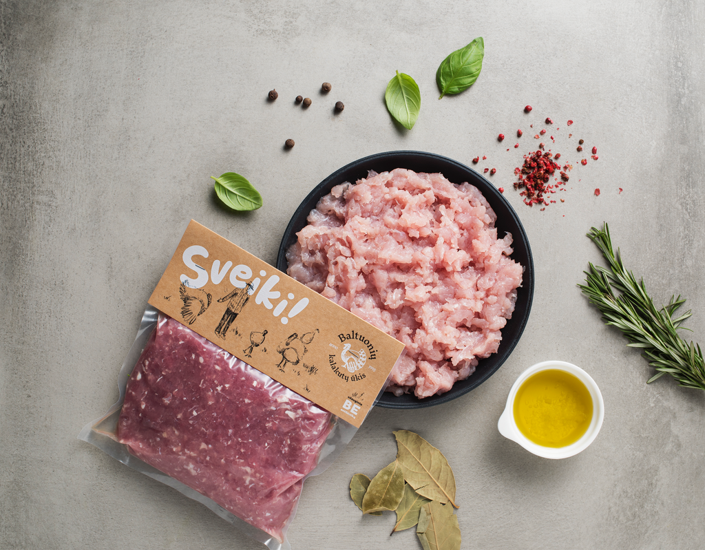 Kalakutienos BLAUZDELIŲ faršas BE KITŲ PAUKŠTIENOS DALIŲ 495-520g  