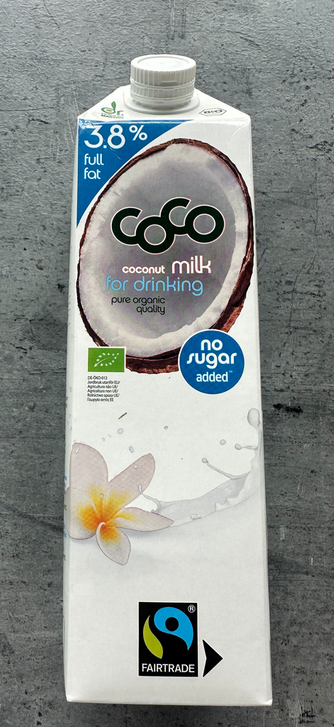  Ekologiškas kokosų pienas gėrimui be cukraus UHT 3,8%  1 L