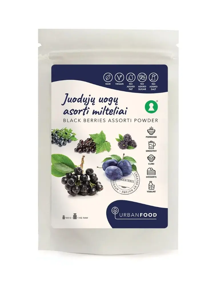 Juodųjų uogų ASORTI milteliai, 100g