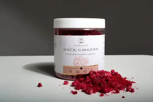 [25RASGR] Liofilizuotų aviečių gabaliukai, 40g (250ml)