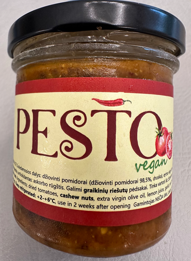 [26082025] Veganiškas džiovintų pomidorų pesto su anakardžių riešutais/ vidutiniškai aštrus 165ml
