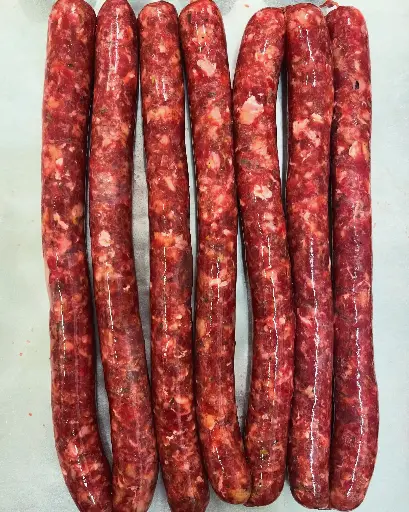 Brandintos jautienos dešrelės su raudonėliu, 500g.