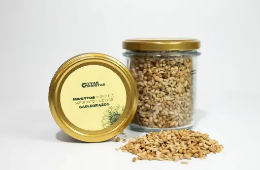 Mirkytos ir švelniai skrudintos, sūdytos saulėgrąžos, 130g.