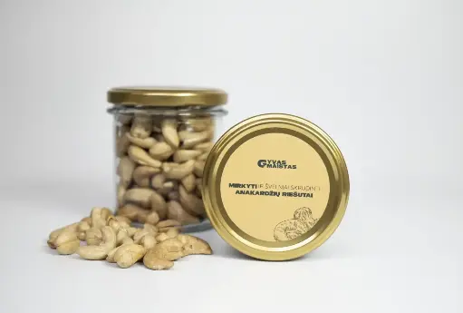 Mirkyti ir švelniai skrudinti anakardžių riešutai, 130g.