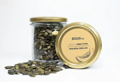 Didelės mirkytos ir švelniai skrudintos moliūgų sėklos 130g.